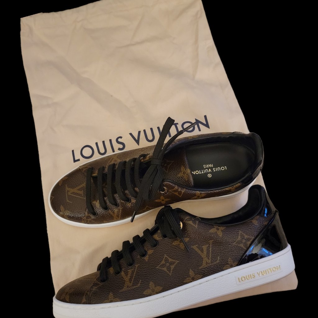 Louis Vuitton Frontrow Sneakers Monogram Canvas And Black Patent Size 38.5